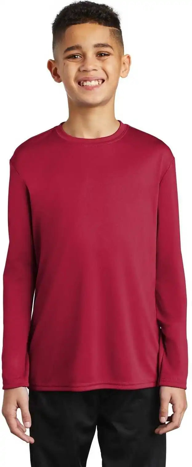 Port & Company Pc380yls Youth Long Sleeve Performance Tee Red