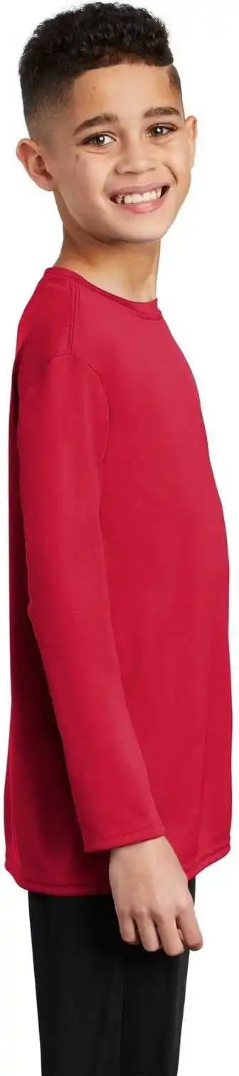Port &amp; Company Pc380yls Youth Long Sleeve Performance Tee Red