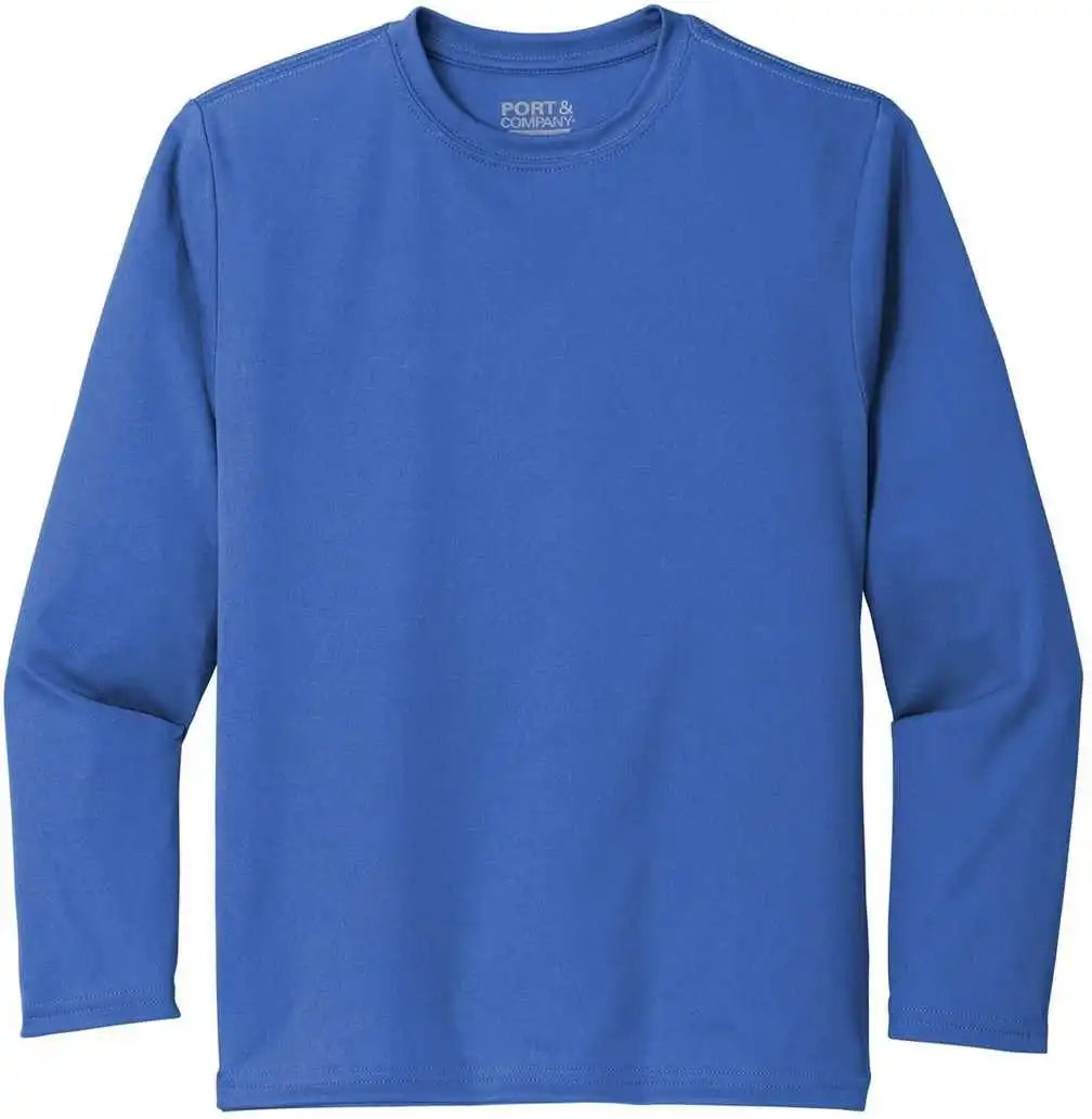 Port &amp; Company Pc380yls Youth Long Sleeve Performance Tee - Royal