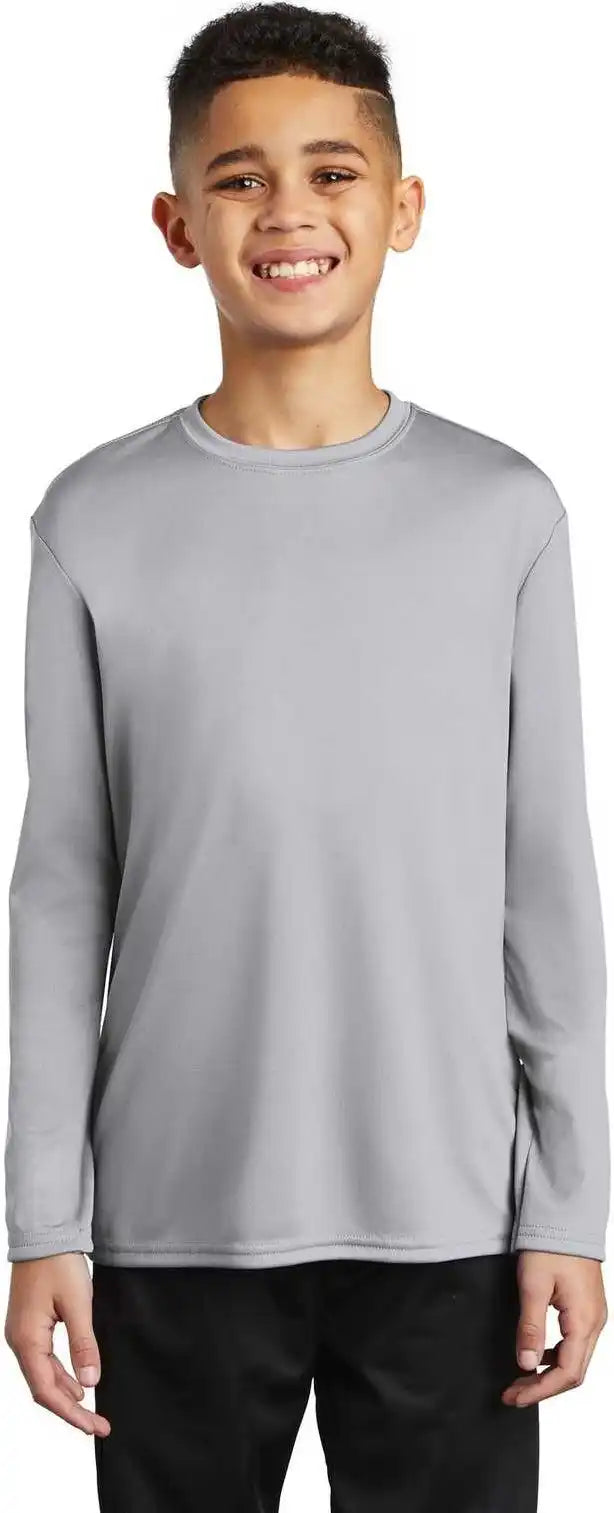 Port & Company Pc380yls Youth Long Sleeve Performance Tee Silver