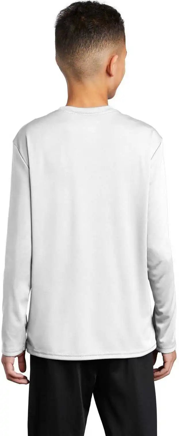 Port & Company Pc380yls Youth Long Sleeve Performance Tee White