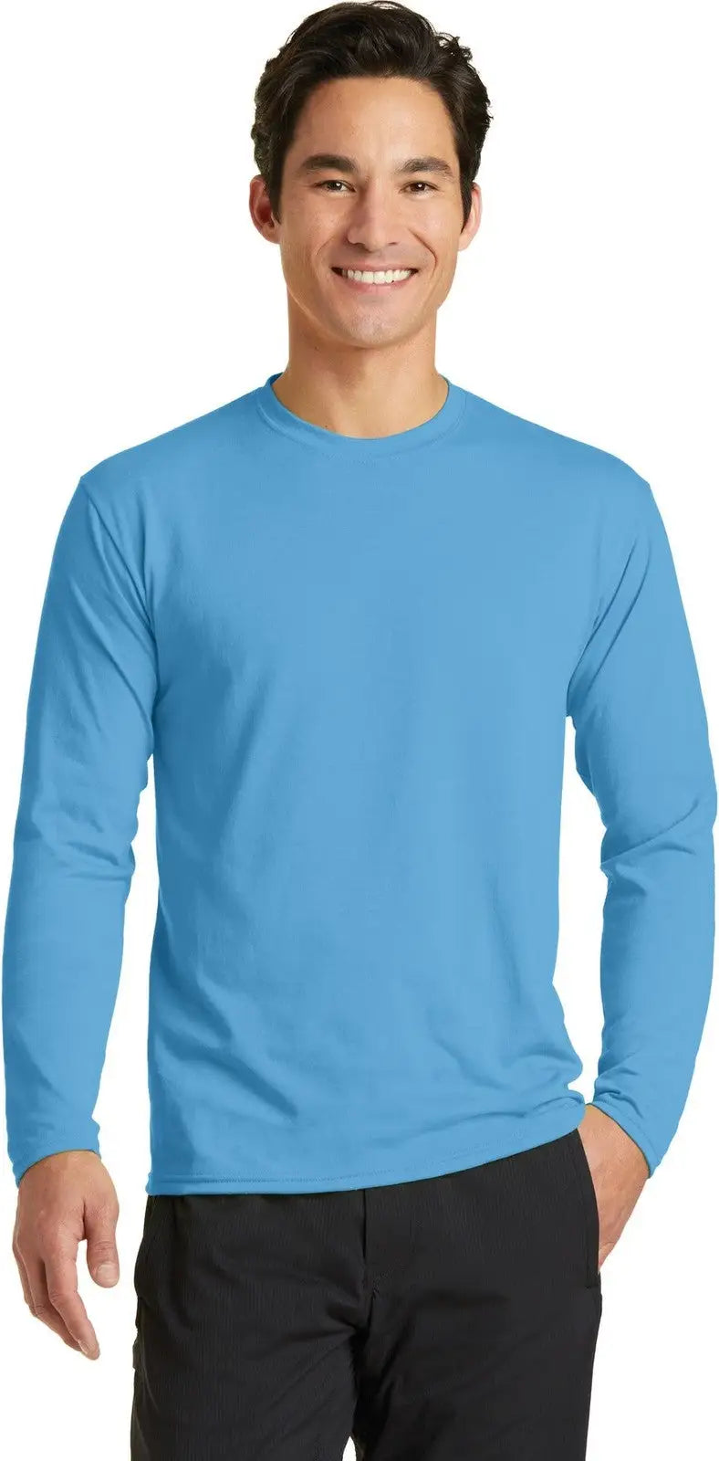 Port & Company Pc381ls co Long Sleeve Performance Blend Tee - Aquatic Blue - Adult s