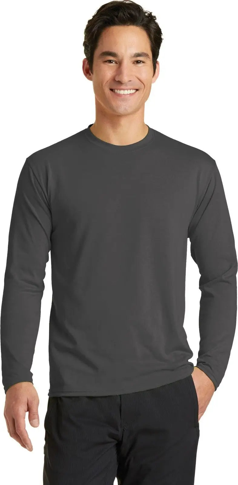 Port & Company Pc381ls co Long Sleeve Performance Blend Tee - Charcoal - Adult s