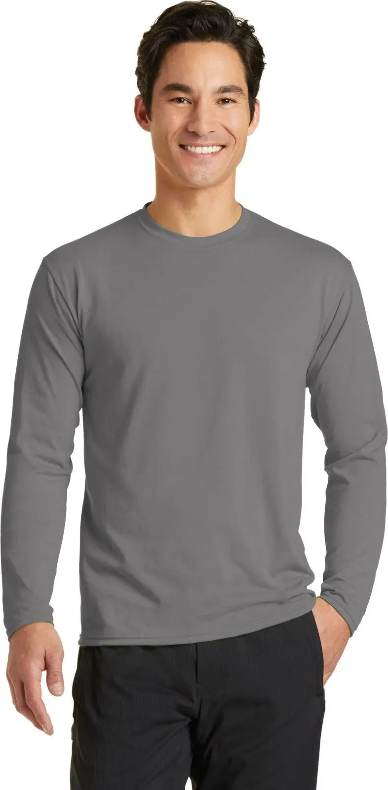 Port & Company Pc381ls co Long Sleeve Performance Blend Tee - Medium Gray - Adult s