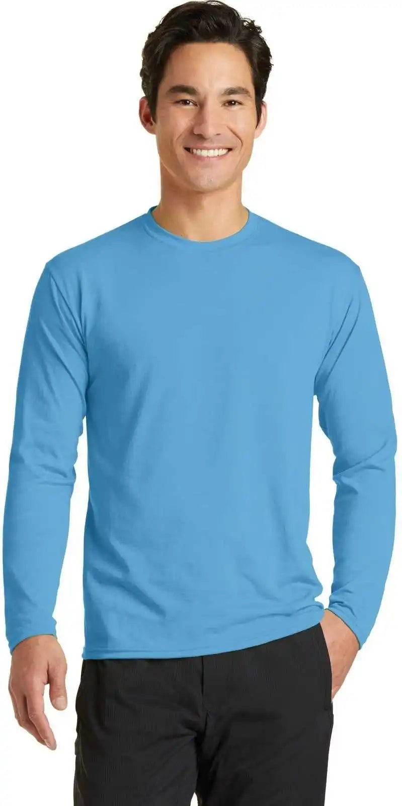 Port & Company Pc381ls Long Sleeve Performance Blend Tee - Aquatic Blue