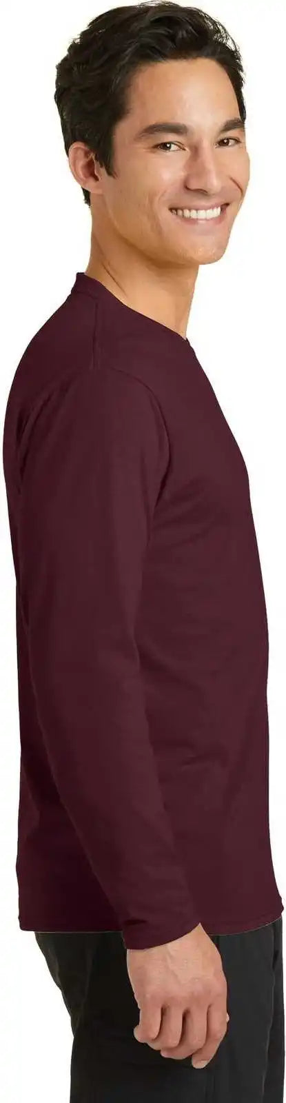 Port &amp; Company Pc381ls Long Sleeve Performance Blend Tee Athletic Maroon