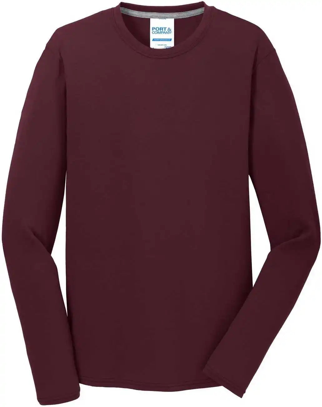 Port &amp; Company Pc381ls Long Sleeve Performance Blend Tee Athletic Maroon