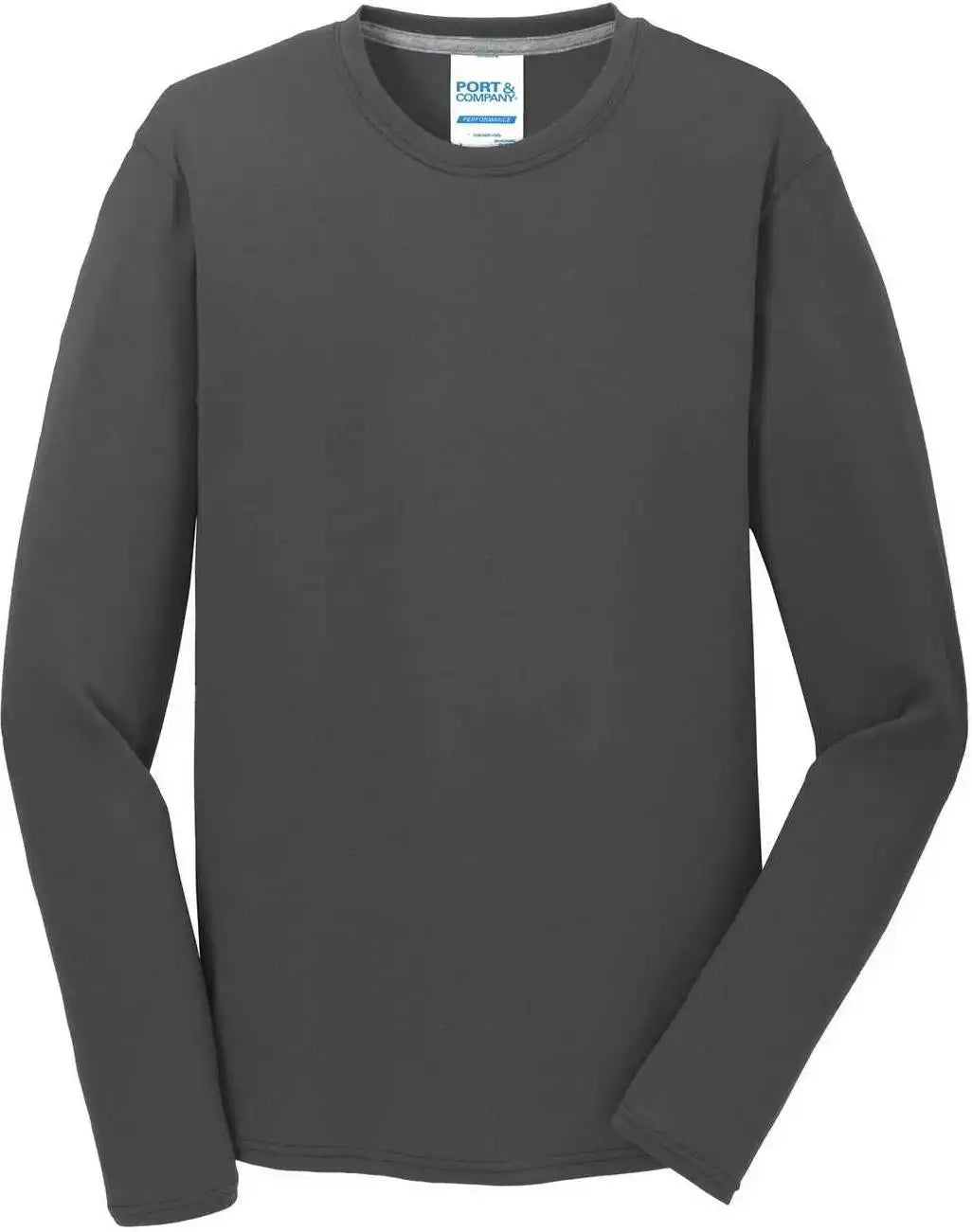 Port &amp; Company Pc381ls Long Sleeve Performance Blend Tee Charcoal