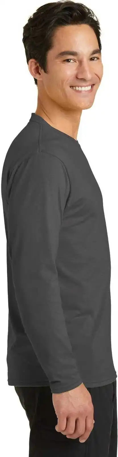 Port &amp; Company Pc381ls Long Sleeve Performance Blend Tee Charcoal