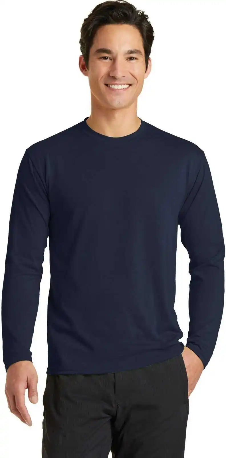 Port & Company Pc381ls Long Sleeve Performance Blend Tee Deep Navy