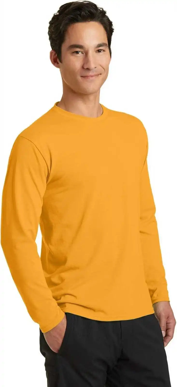 Port &amp; Company Pc381ls Long Sleeve Performance Blend Tee Gold