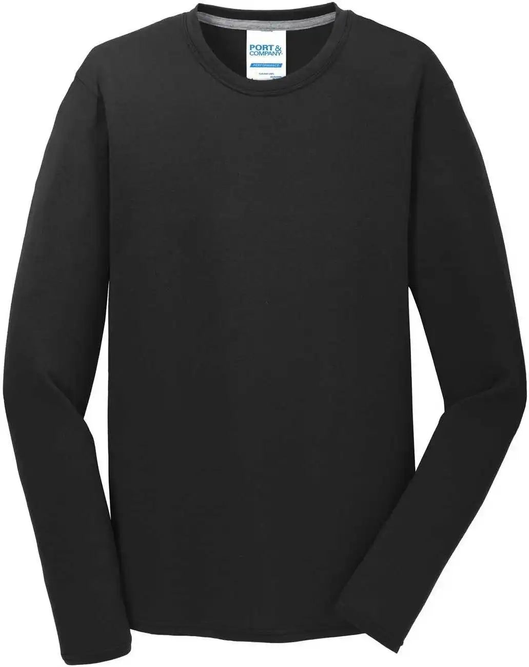 Port &amp; Company Pc381ls Long Sleeve Performance Blend Tee Jet Black