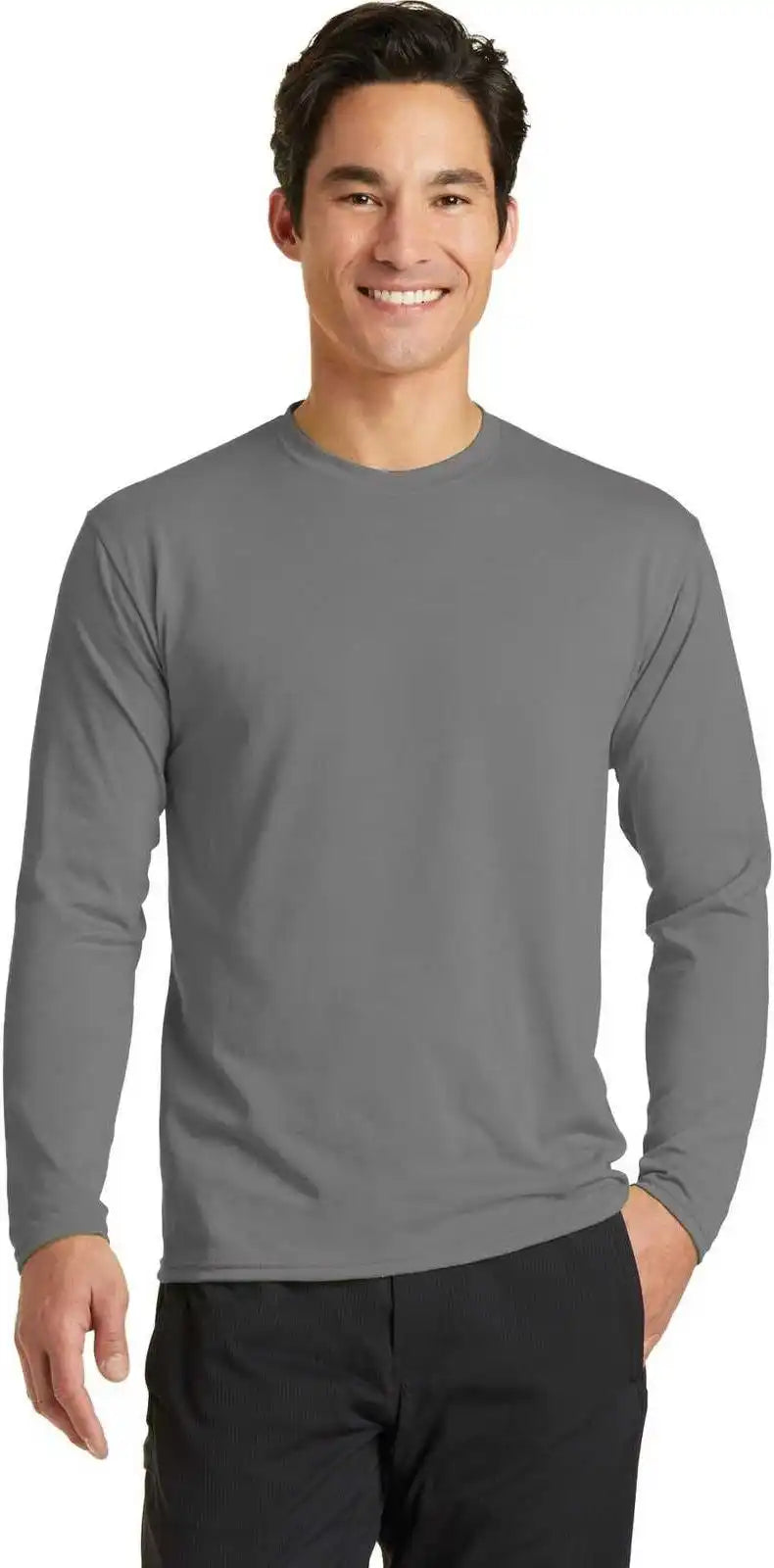 Port & Company Pc381ls Long Sleeve Performance Blend Tee Medium Gray