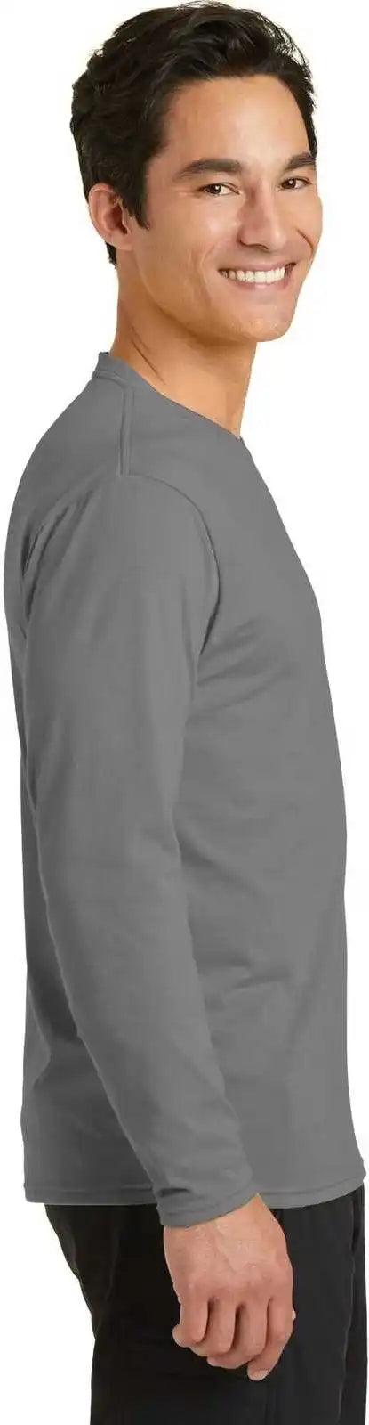 Port &amp; Company Pc381ls Long Sleeve Performance Blend Tee Medium Gray