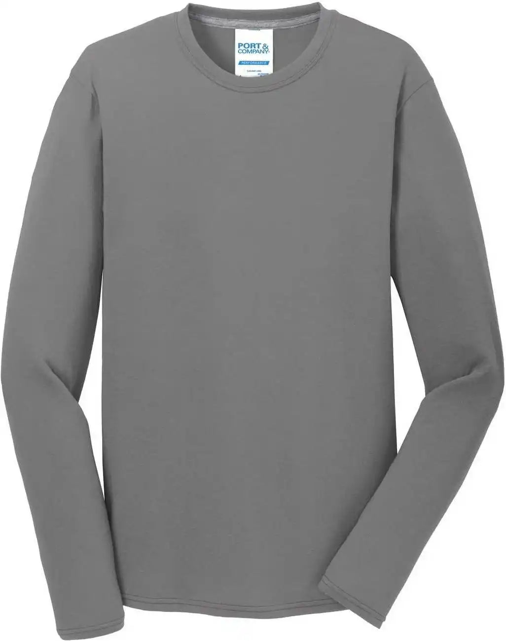 Port &amp; Company Pc381ls Long Sleeve Performance Blend Tee Medium Gray