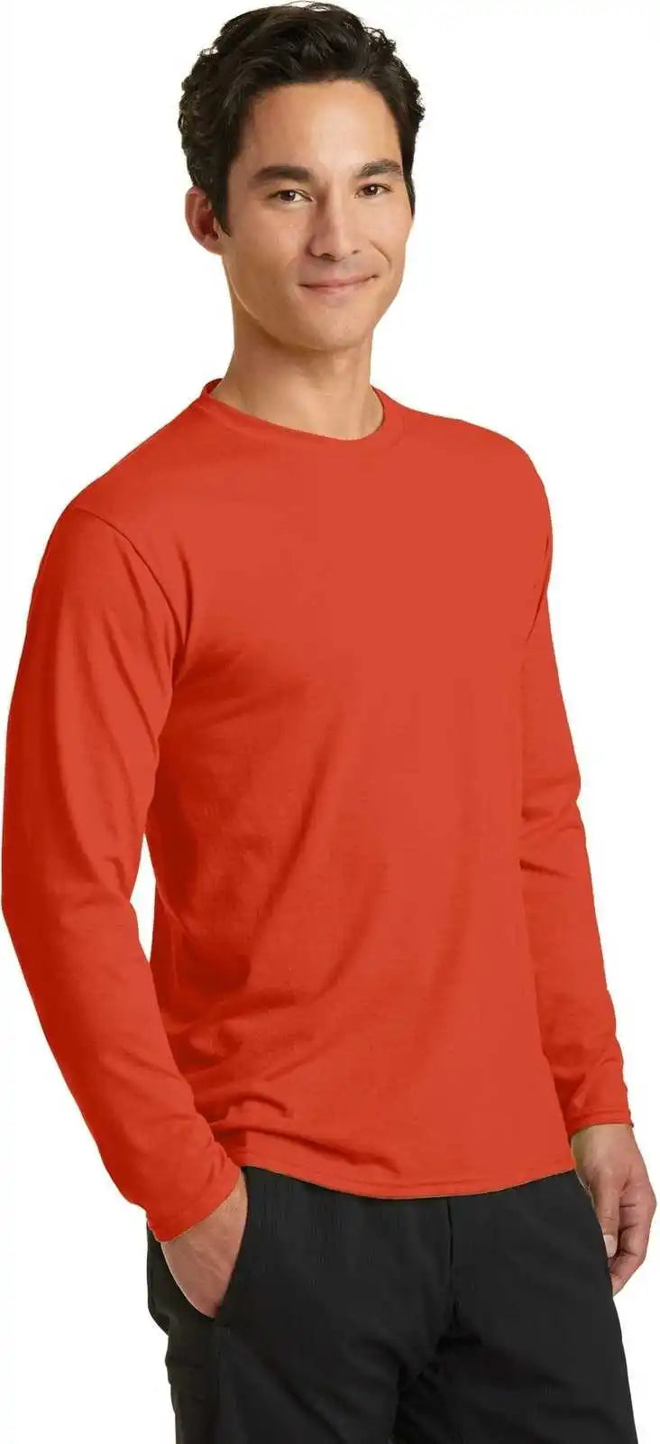 Port &amp; Company Pc381ls Long Sleeve Performance Blend Tee Orange