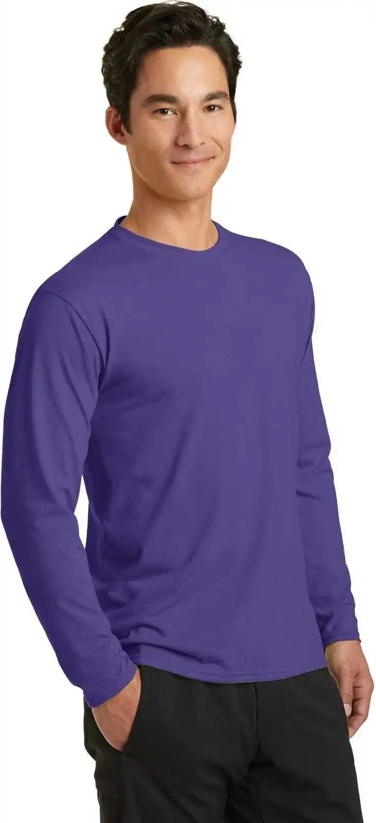 Port &amp; Company Pc381ls Long Sleeve Performance Blend Tee - Purple