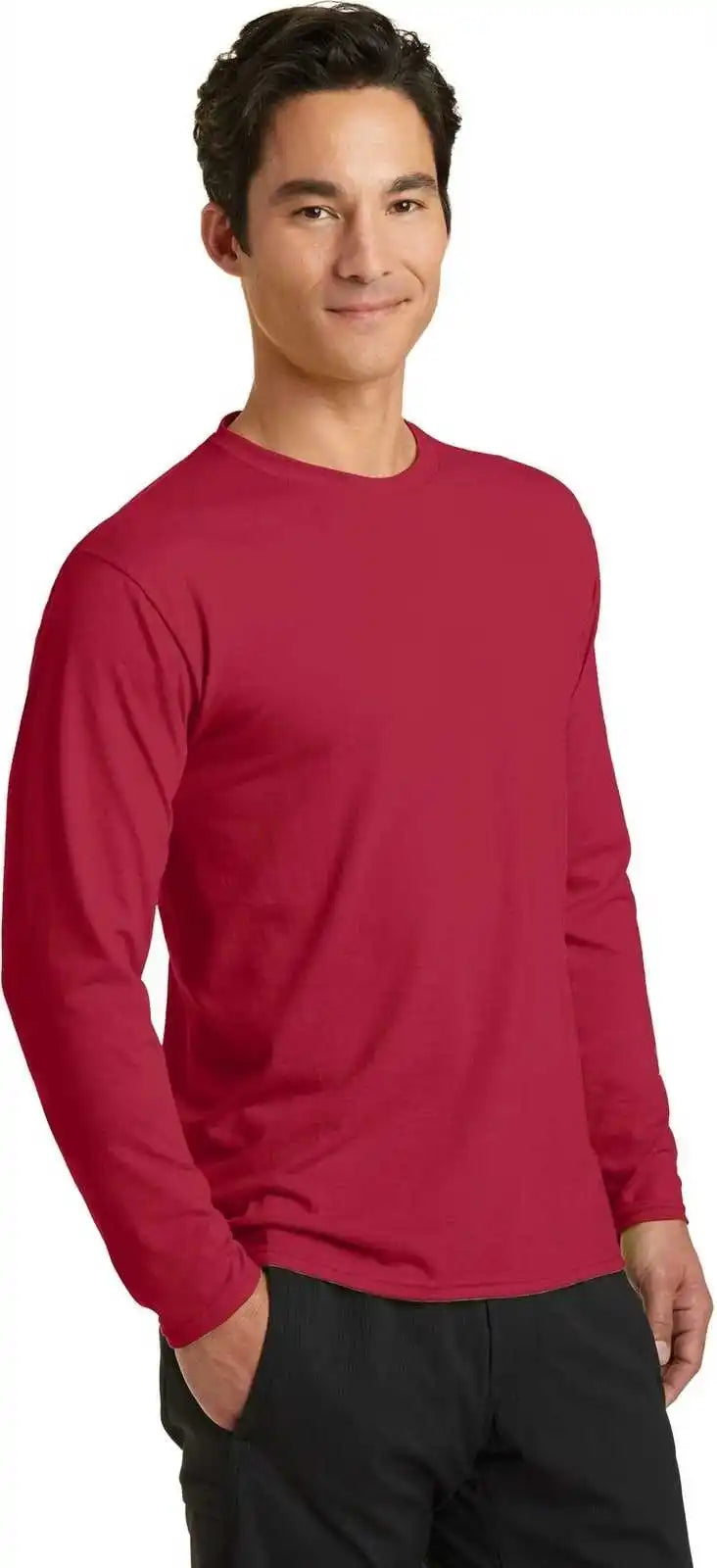 Port &amp; Company Pc381ls Long Sleeve Performance Blend Tee Red