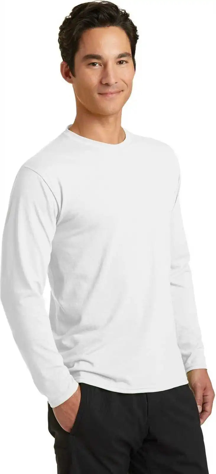 Port &amp; Company Pc381ls Long Sleeve Performance Blend Tee White
