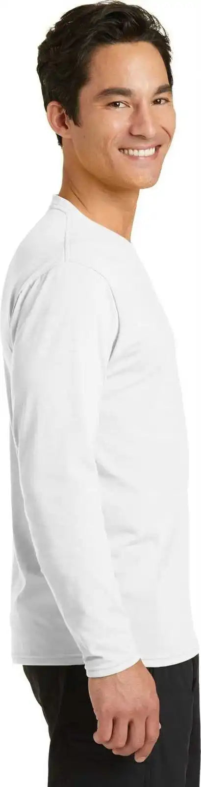 Port &amp; Company Pc381ls Long Sleeve Performance Blend Tee White