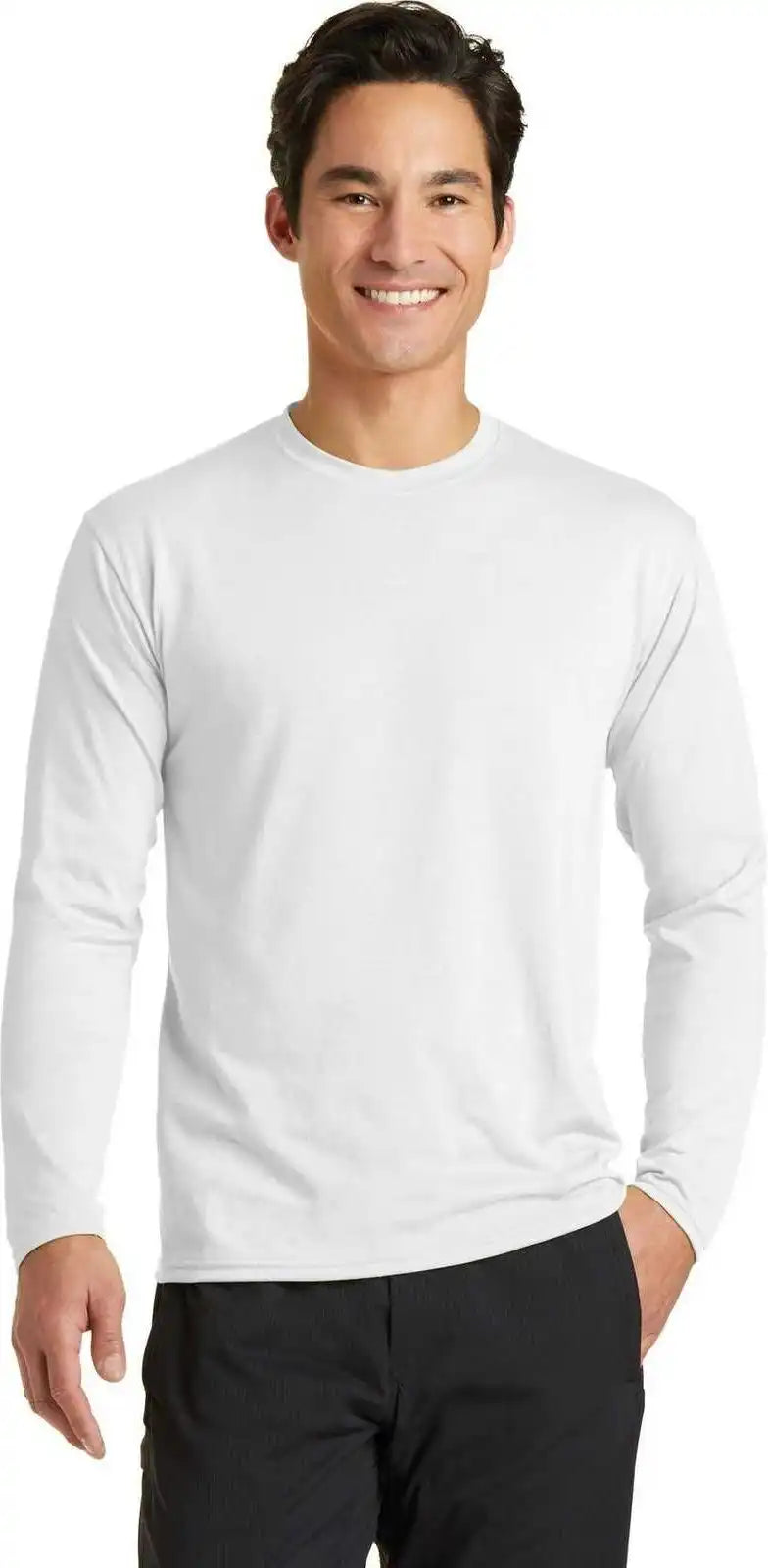 Port & Company Pc381ls Long Sleeve Performance Blend Tee White