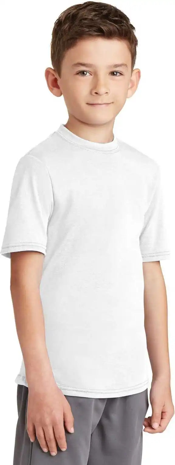 Port &amp; Company Pc381y Youth Performance Blend Tee White
