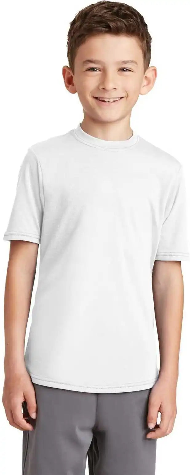 Port &amp; Company Pc381y Youth Performance Blend Tee White