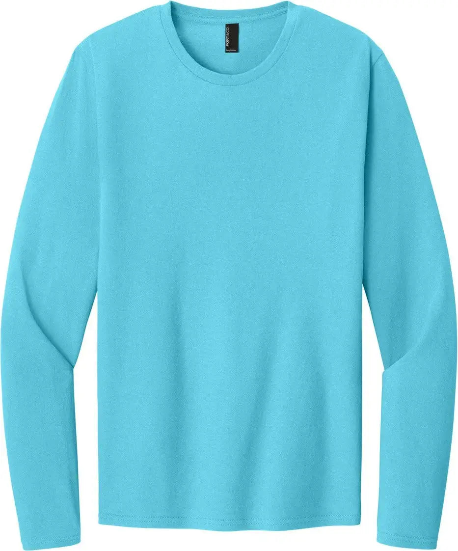Port & Company Pc43ls co Easy Cotton Long Sleeve Tee - Aquatic Blue - Adult s