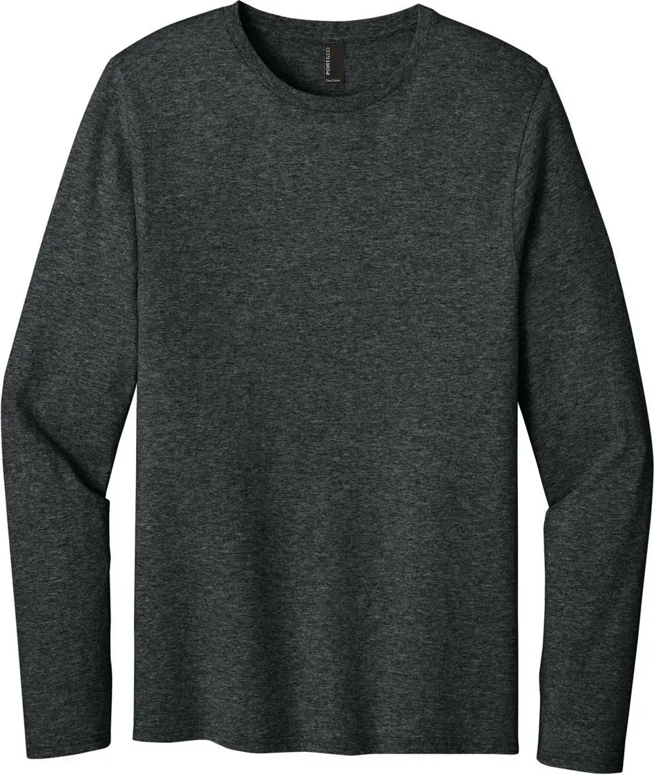 Port & Company Pc43ls co Easy Cotton Long Sleeve Tee - Black Heather - Adult s