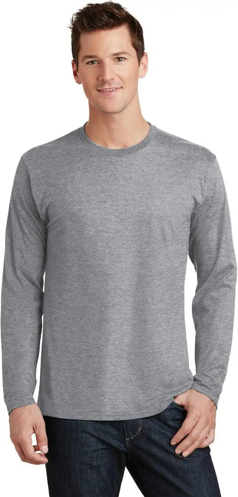 Port & Company Pc450ls Long Sleeve Fan Favorite Tee Athletic Heather