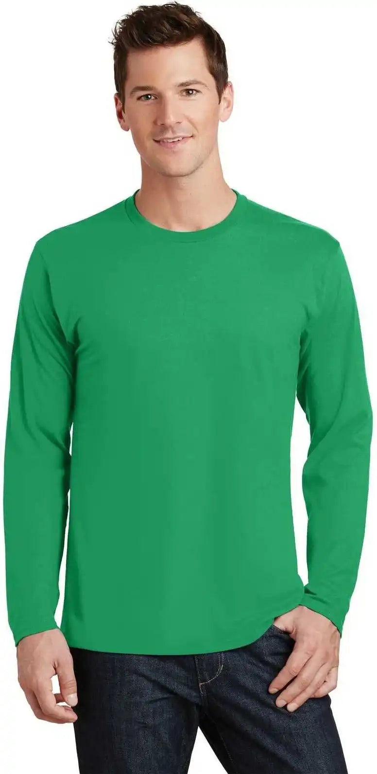 Port & Company Pc450ls Long Sleeve Fan Favorite Tee Athletic Kelly