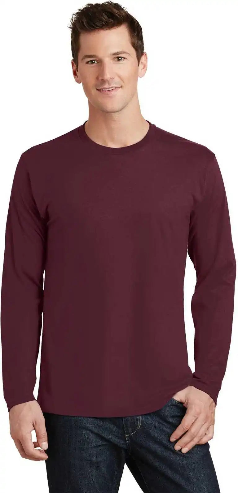 Port & Company Pc450ls Long Sleeve Fan Favorite Tee Athletic Maroon