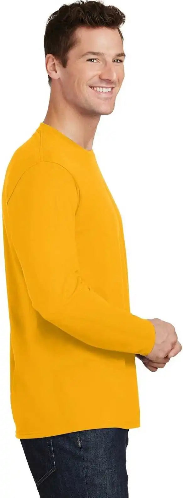 Port & Company Pc450ls Long Sleeve Fan Favorite Tee Bright Gold