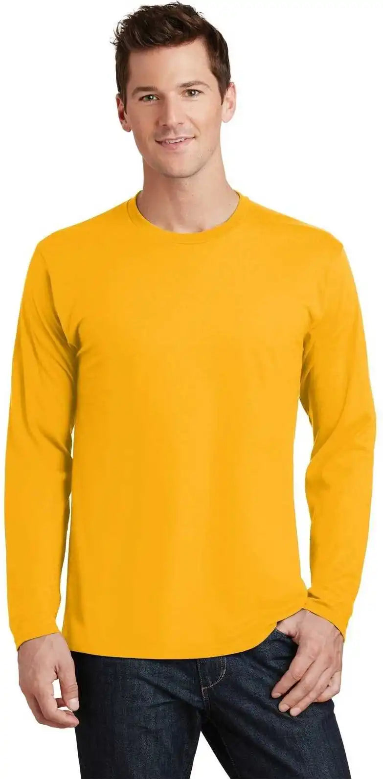 Port & Company Pc450ls Long Sleeve Fan Favorite Tee Bright Gold
