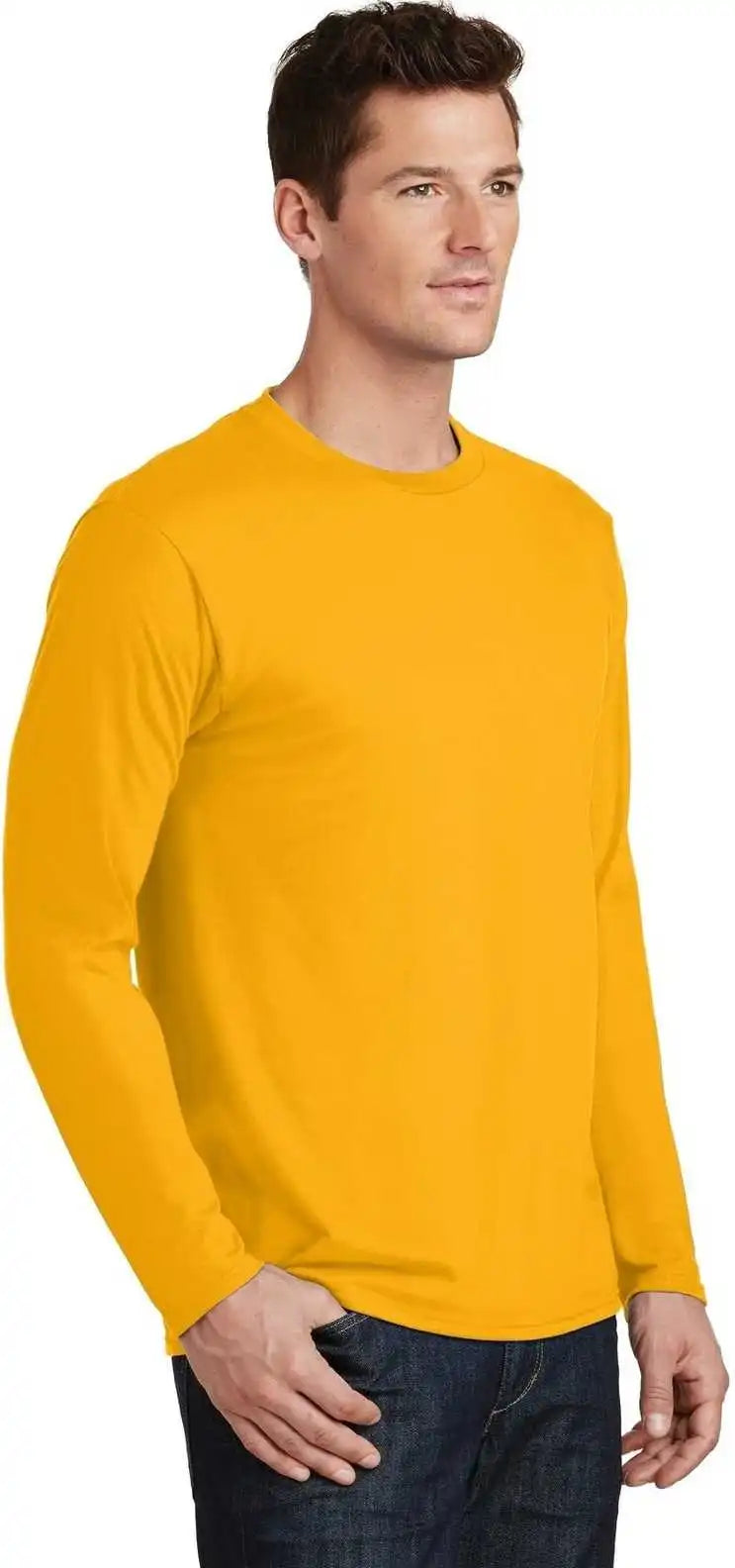 Port & Company Pc450ls Long Sleeve Fan Favorite Tee Bright Gold