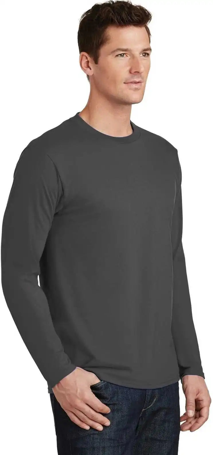 Port & Company Pc450ls Long Sleeve Fan Favorite Tee Charcoal