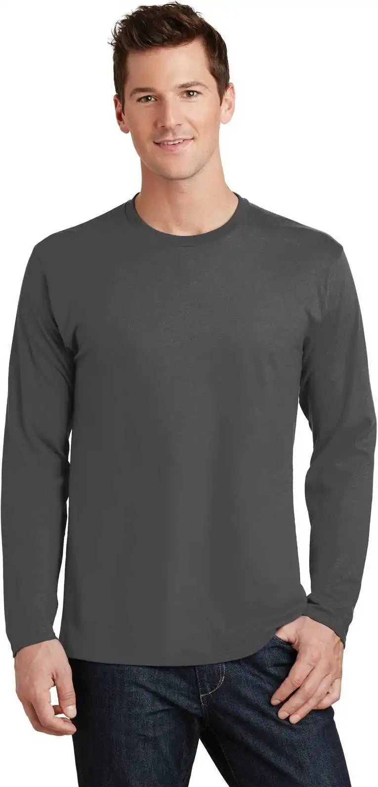 Port & Company Pc450ls Long Sleeve Fan Favorite Tee Charcoal
