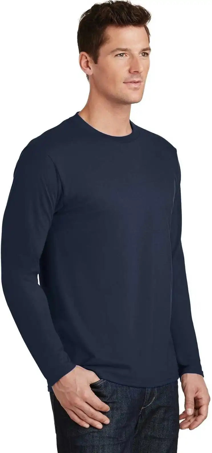 Port & Company Pc450ls Long Sleeve Fan Favorite Tee Deep Navy