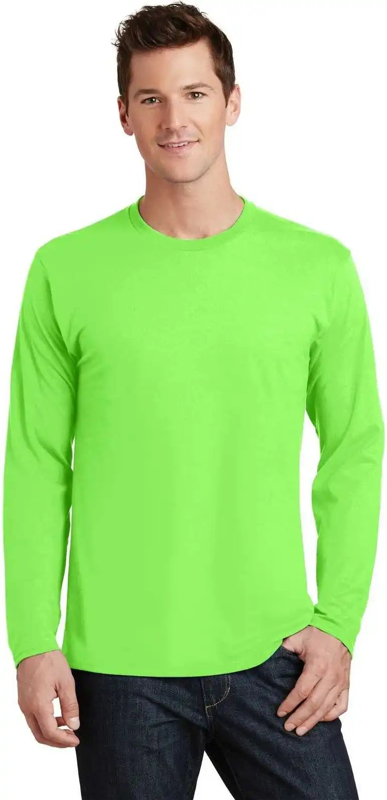 Port & Company Pc450ls Long Sleeve Fan Favorite Tee Flash Green