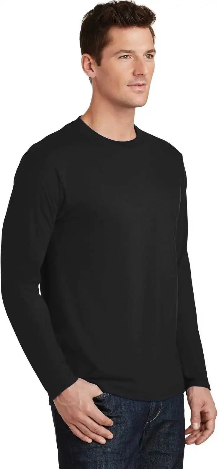 Port & Company Pc450ls Long Sleeve Fan Favorite Tee Jet Black