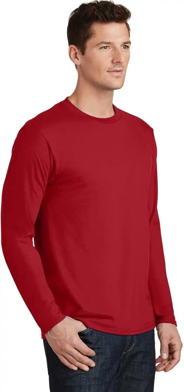 Port & Company Pc450ls Long Sleeve Fan Favorite Tee Team Cardinal
