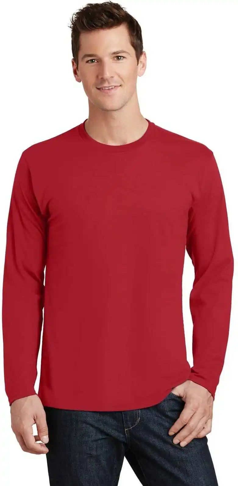 Port & Company Pc450ls Long Sleeve Fan Favorite Tee Team Cardinal