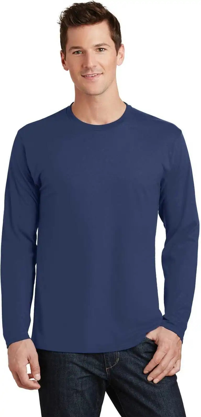 Port & Company Pc450ls Long Sleeve Fan Favorite Tee Team Navy