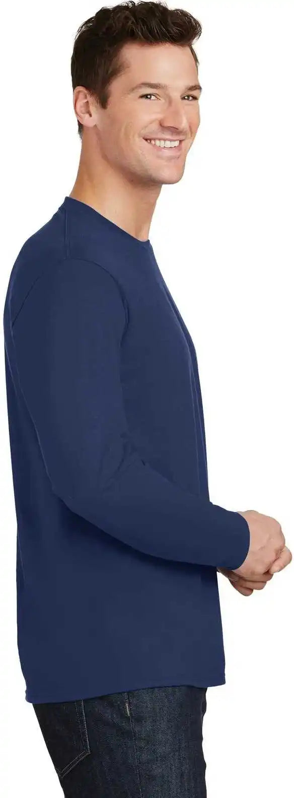 Port & Company Pc450ls Long Sleeve Fan Favorite Tee Team Navy