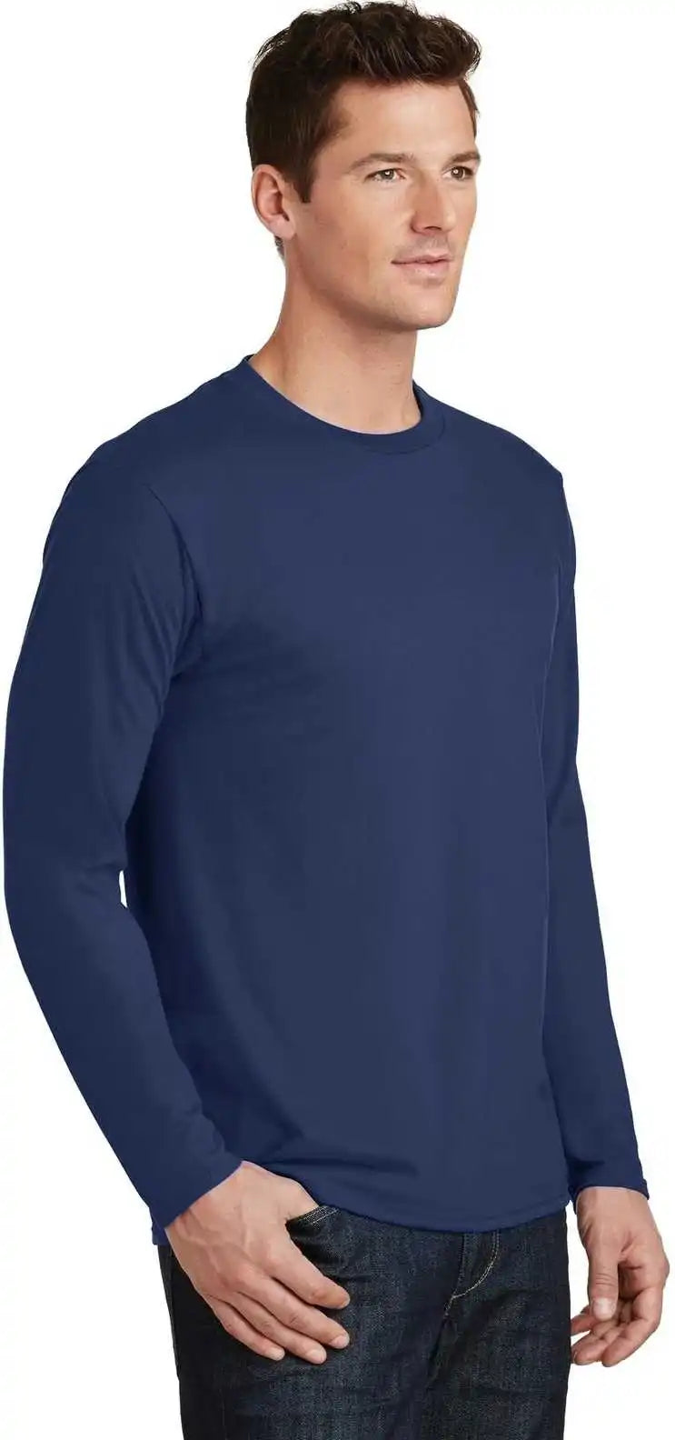 Port & Company Pc450ls Long Sleeve Fan Favorite Tee Team Navy
