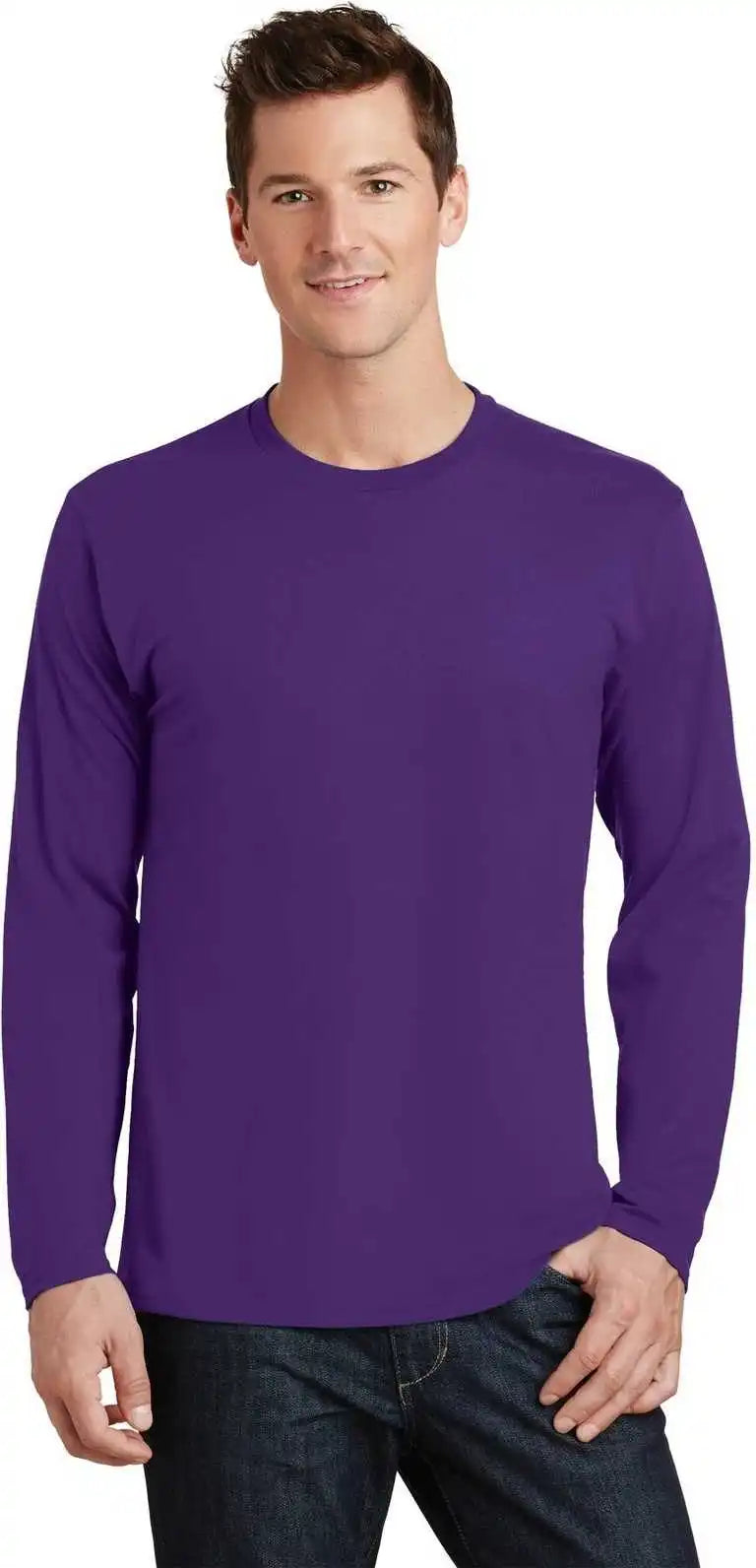 Port & Company Pc450ls Long Sleeve Fan Favorite Tee Team Purple