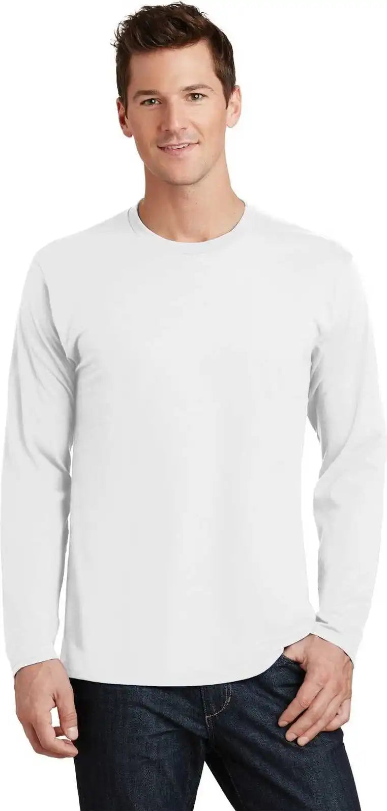 Port & Company Pc450ls Long Sleeve Fan Favorite Tee White