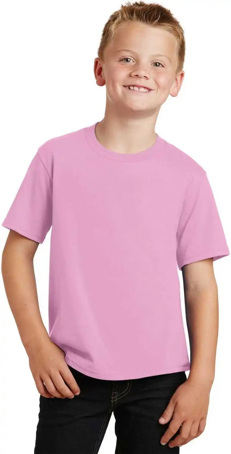 Port &amp; Company Pc450y Youth Fan Favorite Tee Candy Pink