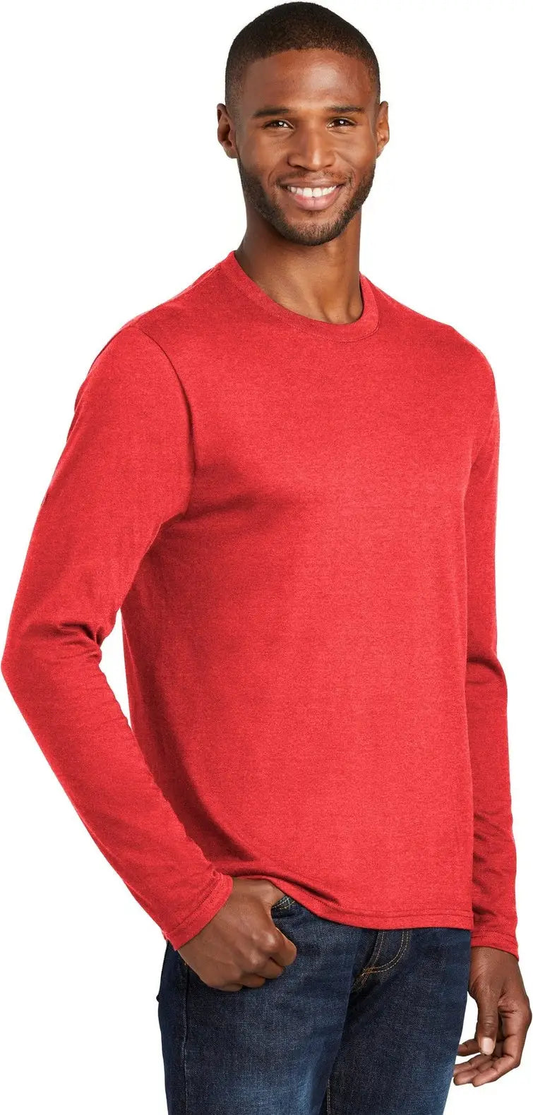 Port & Company Pc455ls co Long Sleeve Fan Favorite Blend Tee - Bright Red Heather