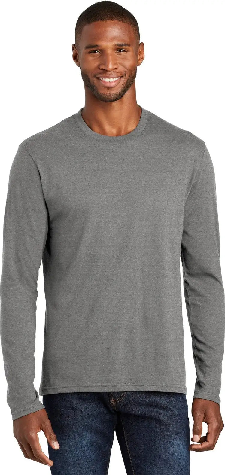Port & Company Pc455ls co Long Sleeve Fan Favorite Blend Tee - Graphite Heather - Adult s